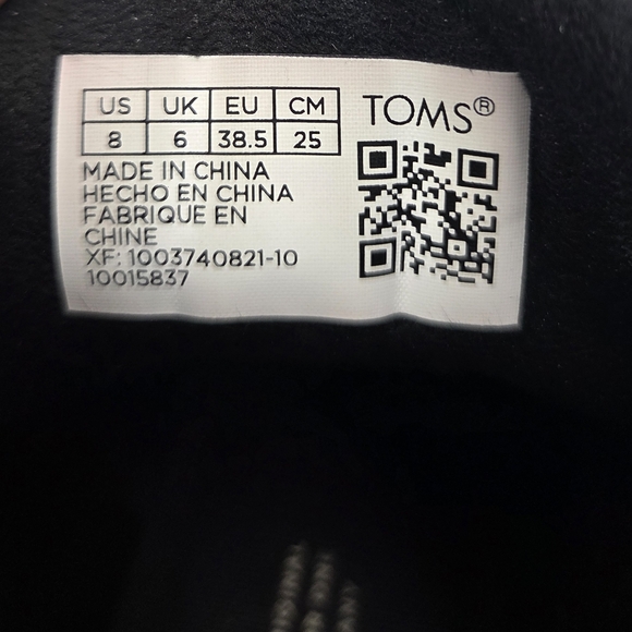 Toms Wedge Boot Melrose Black Water Resistant Lace Up Womens Size 8 New With Box - Picture 10 of 16